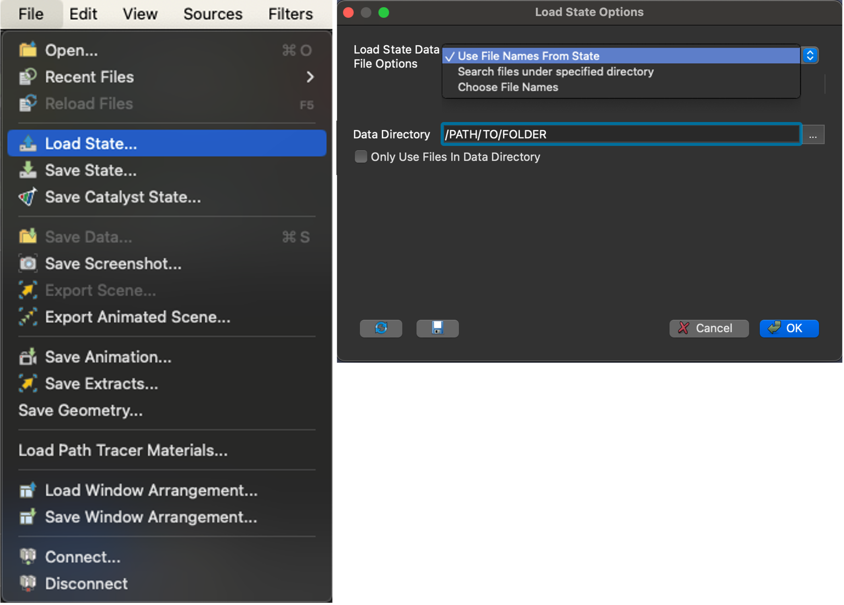 Screenshot of Paraview settings